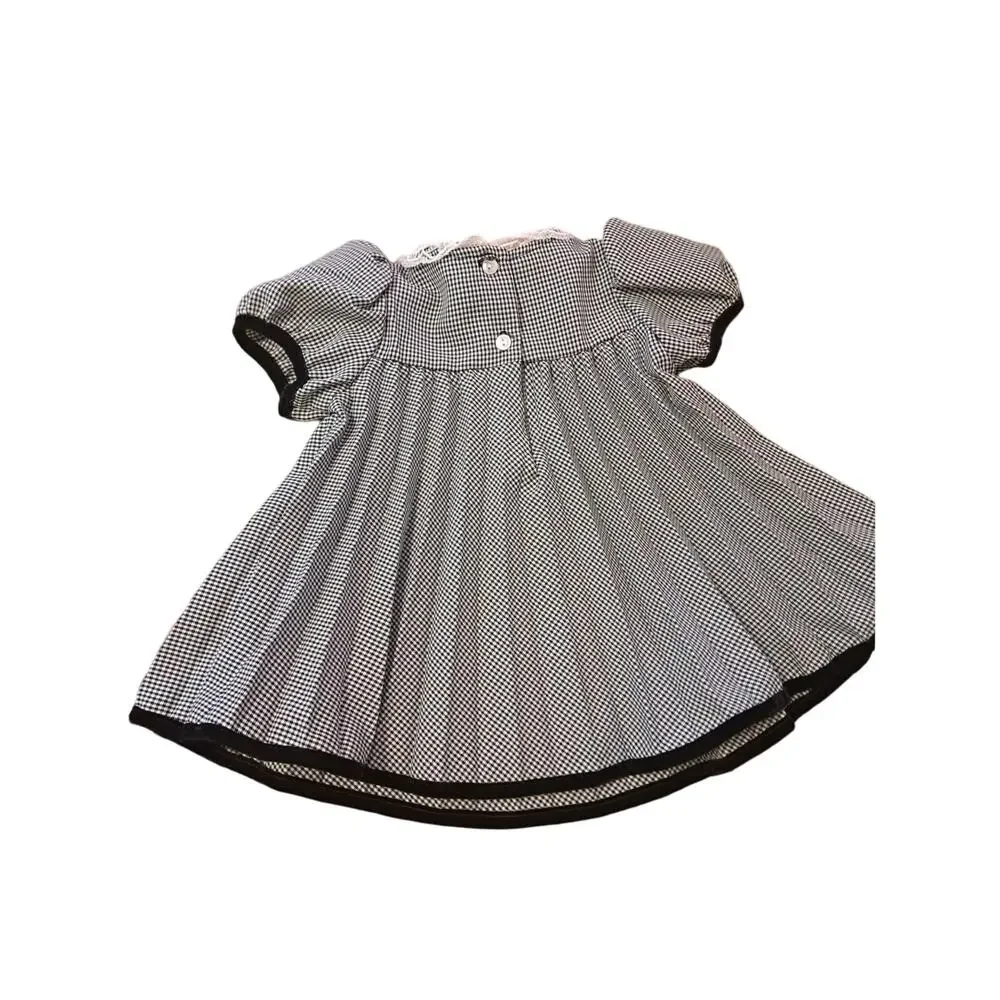 Piccolo Girls Black & White 12 Months Short Sleeve Dress